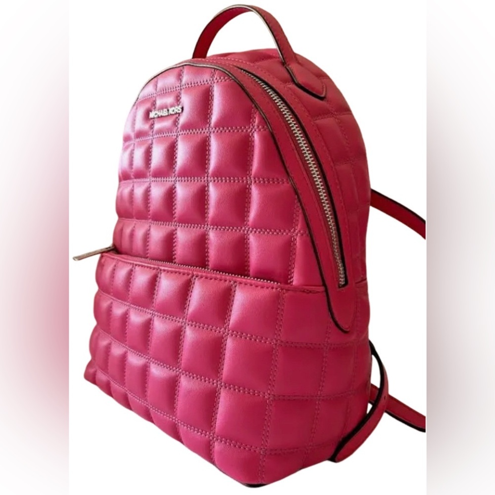 MICHAEL KORS SHEILA MEDIUM FRONT POCKET BACKPACK QUILTED DRAGONFRUIT - Picture 8 of 10